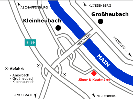 Anfahrtskizze - Anfahrt zur Firma J&auml;ger und Kaufmann - Sanit&auml;r, Heizung, Bauspenglerei